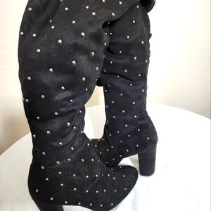 Jessica Simpson Black Over the Knee Boots with Studs